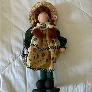 Homemade button doll with braids